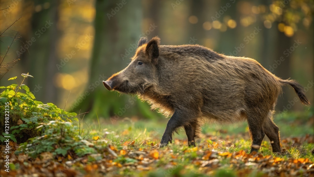 Wild Boar in Autumn Forest Golden Hour Photography, Wildlife, Nature Wild Boar, Autumn Photography Wild Boar in Autumn Forest Golden Hour Photography, Wildlife, Nature Wild Boar, Autumn Photography