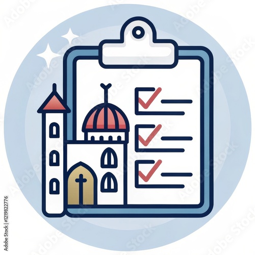 Checklist for Church Maintenance Flat Icon Design, Building Inspection, Church Management church maintenance, building inspection