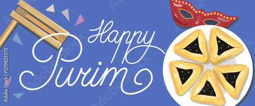 Happy Purim Celebration banner, Vector illustration