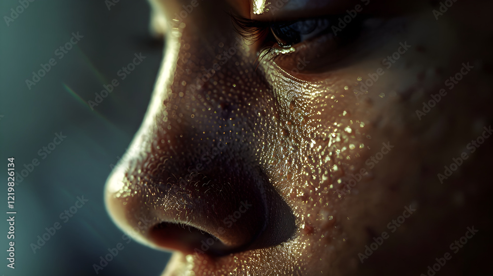 Detailed Close-Up of a Human Nose Highlighting Natural Texture and Structure