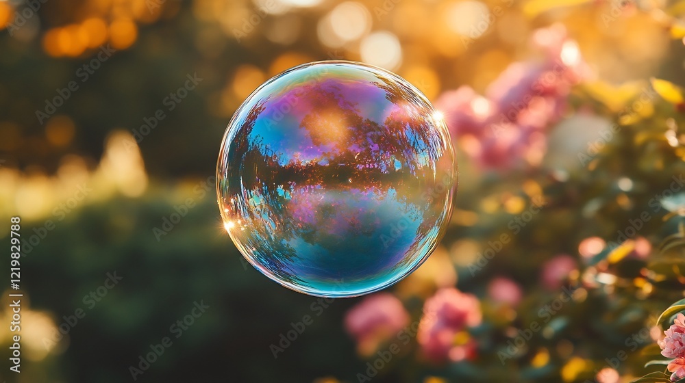 The rainbow sheen on the surface of a soap bubble in sharp focus The rainbow sheen on the surface of a soap bubble in sharp focus