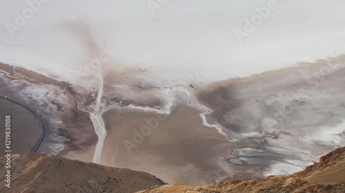 This footage presents a wide-angle view of Badwater Basin as seen from the scenic Dante's View, highlighting the breathtaking desert landscape in Death Valley.