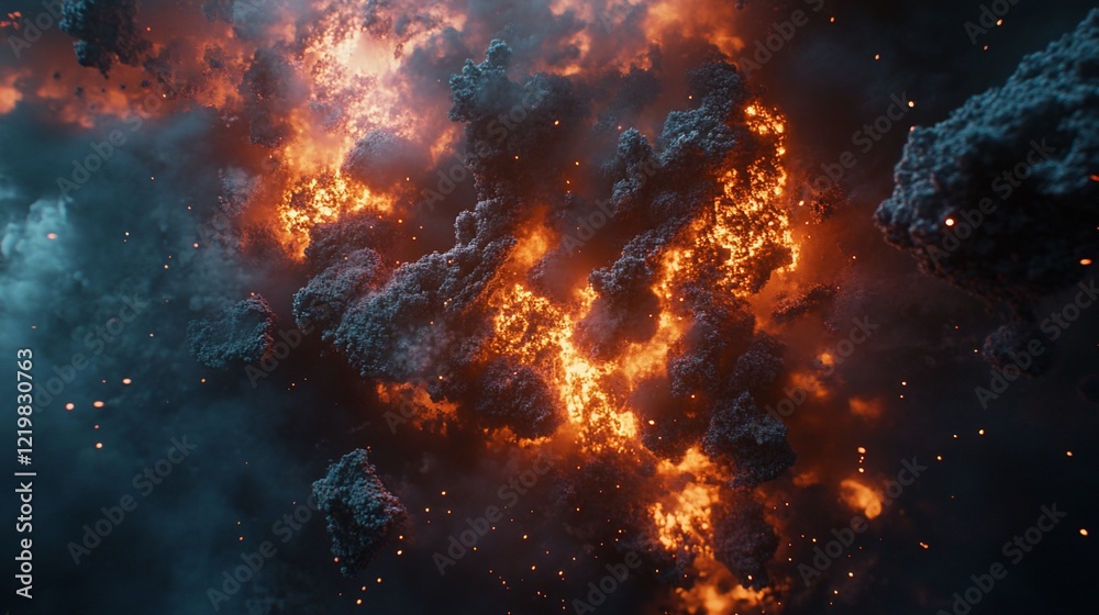 Fototapeta premium Inferno: A fiery digital art explosion