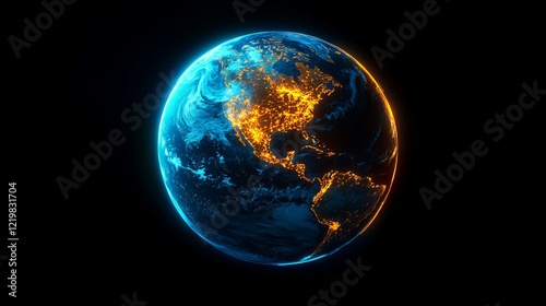 Wallpaper Mural A spectacular image of Earth from space, illuminated to highlight the continents. It reflects a global perspective and the unity of humanity across the planet. Torontodigital.ca