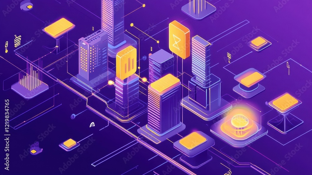 Digital cityscape showcasing futuristic buildings and technology interface with bright colors and abstract design elements reflecting innovation and connectivity in a modern urban landscape Digital cityscape showcasing futuristic buildings and technology interface with bright colors and abstract design elements reflecting innovation and connectivity in a modern urban landscape