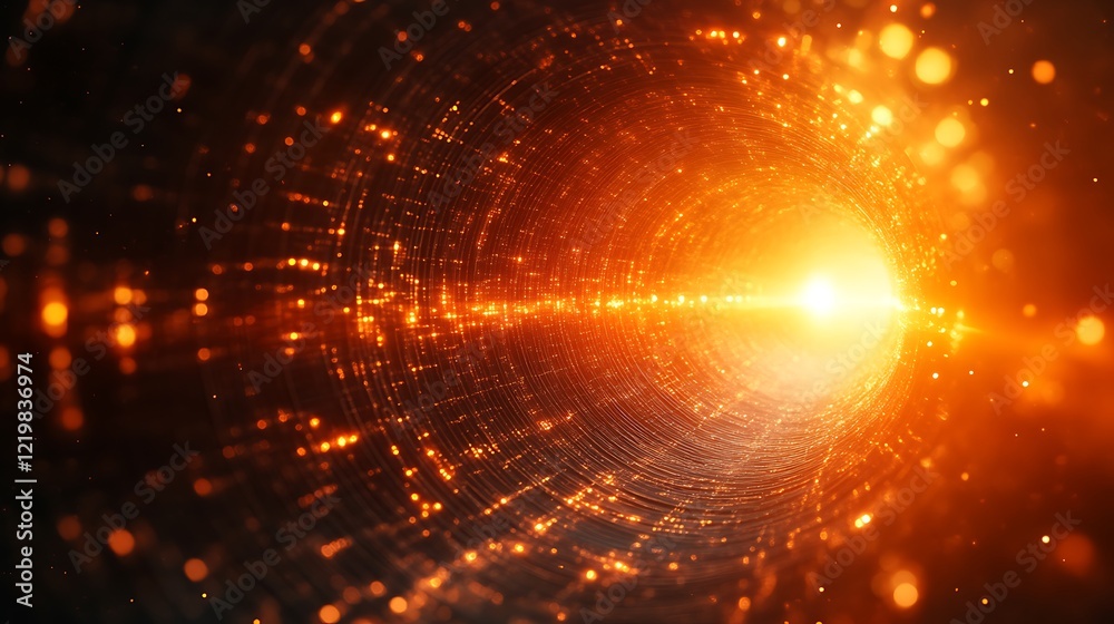 Fototapeta premium Glowing Orange Tunnel: A Fiery Abstract Artwork