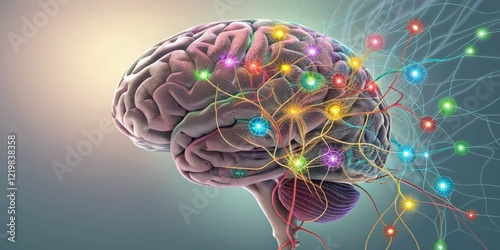 Luminous Brain 3D Render of Neural Network, Colorful Synapses, Brain Activity, Neuroscience Neuroscience, Brain Imaging