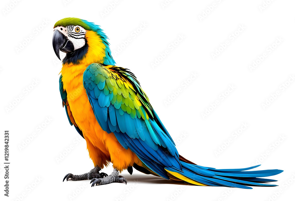 Fototapeta premium Vibrant Macaw Parrot Against a White Background