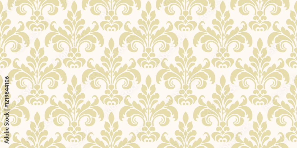 Golden vector seamless pattern. Elegant ornament in baroque, rococo, renaissance style. Luxury Damask pattern. Gold and white abstract background texture with curly floral elements. Repeating design Golden vector seamless pattern. Elegant ornament in baroque, rococo, renaissance style. Luxury Damask pattern. Gold and white abstract background texture with curly floral elements. Repeating design