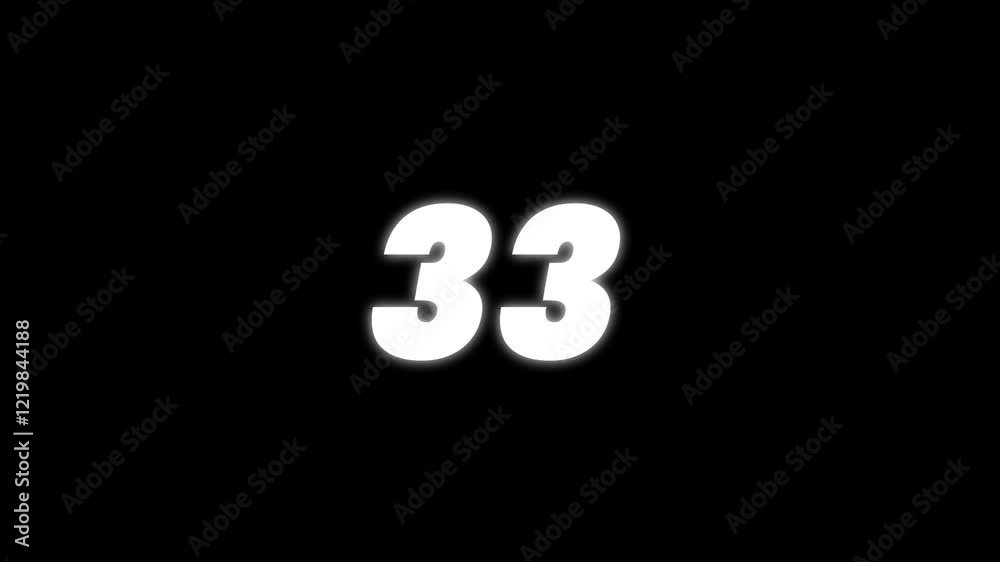 Animated number 33 in full HD resolution. Five different style with transparent background Animated number 33 in full HD resolution. Five different style with transparent background