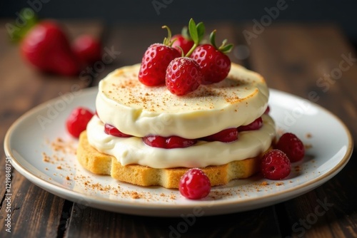 Creamy mascarpone cheese layered on top of ladyfingers, dessert, dessert plate