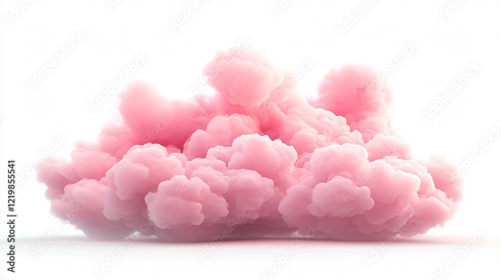 Fluffy Pink 3D Cloud Shape on Transparent Background Fluffy Pink 3D Cloud Shape on Transparent Background