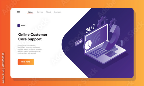 customer service support landing page concept