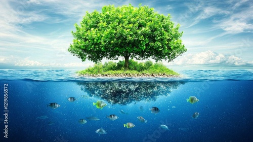 Island Tree Seascape Underw...