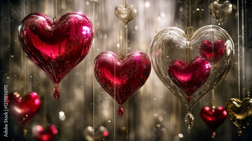 Suspended Glass Hearts Roma...