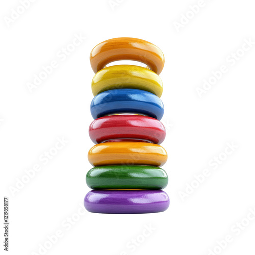 Wallpaper Mural Stack of Colorful Wooden Rings - Rainbow Toy Concept Torontodigital.ca