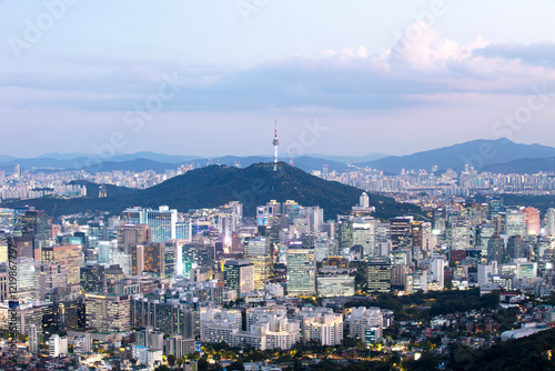 sunset Seoul City and Seoul Tower South Korea