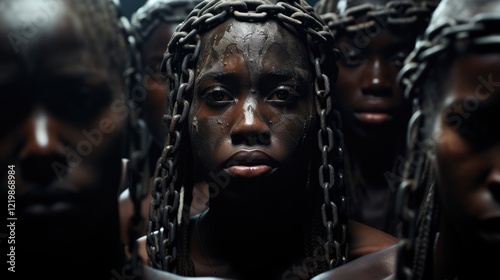 International Day of Remembrance of Slavery Victims: transatlantic slave trade history, african resilience, black heritage preservation, memory of oppression, chains of injustice, struggle freedom.