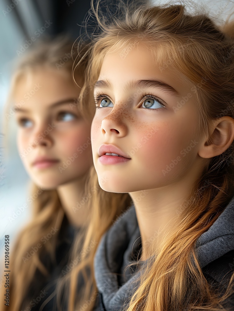 Two Girls Looking Up Portrait Photography Two Girls Looking Up Portrait Photography
