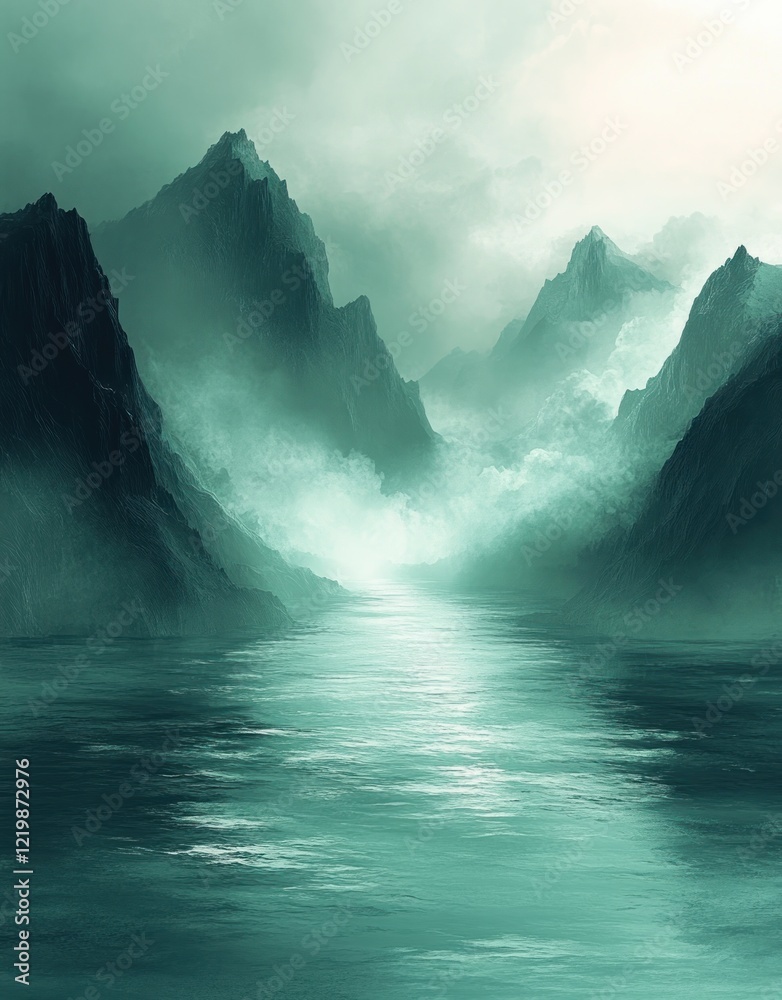 Fototapeta premium Abstract Gradient Background Blending Green and Blue Soft Lighting Impressionism Graphic Resources