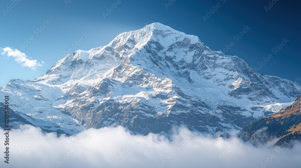 Snow-capped mountain peak above the clouds. Snow-capped mountain peak above the clouds.