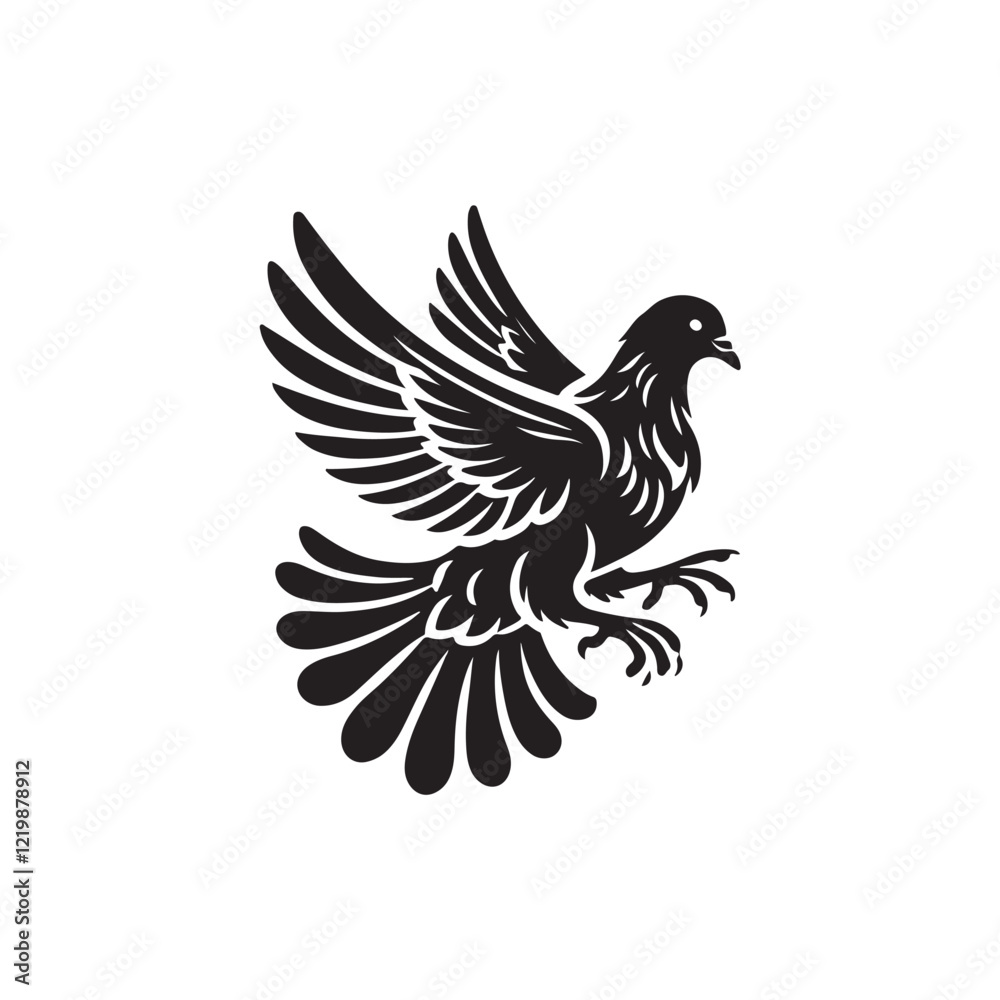 Fototapeta premium Black Color Pigeon silhouette design Vector Illustration, Solid White Background (11).eps