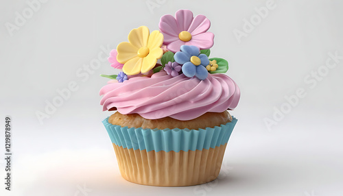 Wallpaper Mural Pretty Pink Floral Cupcake Dessert Treat Torontodigital.ca