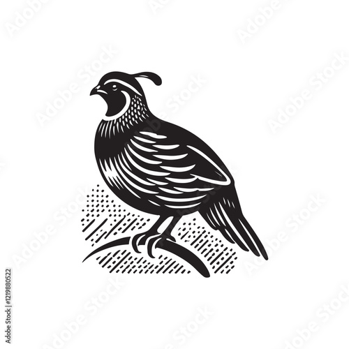 Wallpaper Mural Black Color Quail silhouette design Vector Illustration, Solid White Background (2).eps Torontodigital.ca