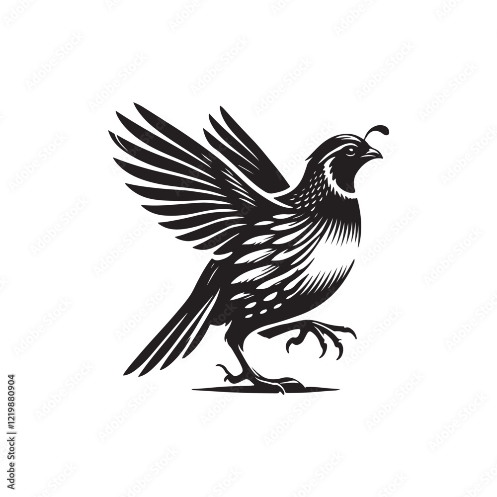 Fototapeta premium Black Color Quail silhouette design Vector Illustration, Solid White Background (8).eps