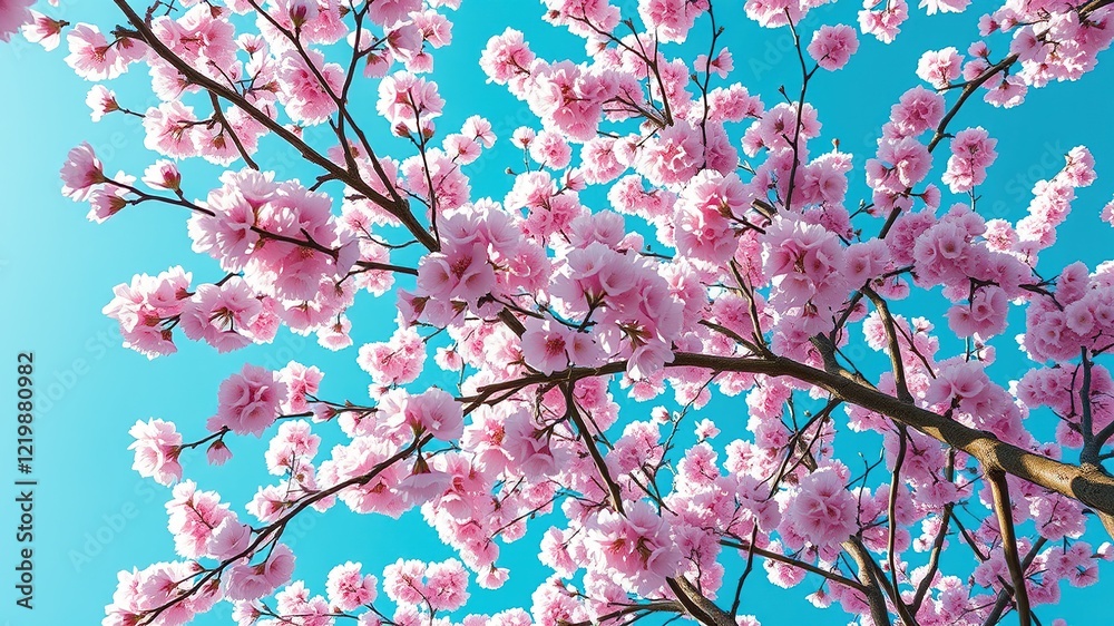 Pink Cherry Blossom Canopy - Spring Sky Perspective Pink Cherry Blossom Canopy - Spring Sky Perspective