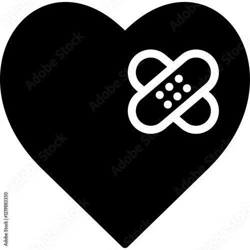 broken heart icon illustration design with solid