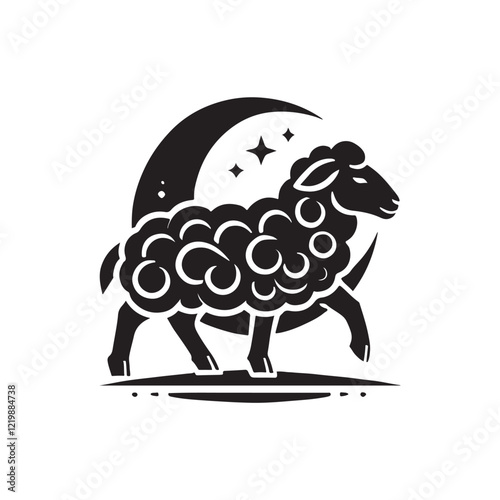 Black Color Sheep silhouette design Vector Illustration, Solid White Background (7).eps photo