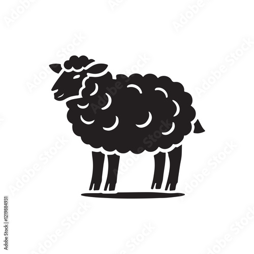 Black Color Sheep silhouette design Vector Illustration, Solid White Background (11).eps photo