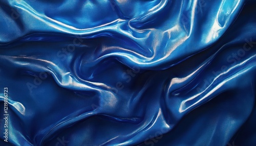 close up blue fabric texture with wrinkles and softness in hyperrealism style abstract background photo