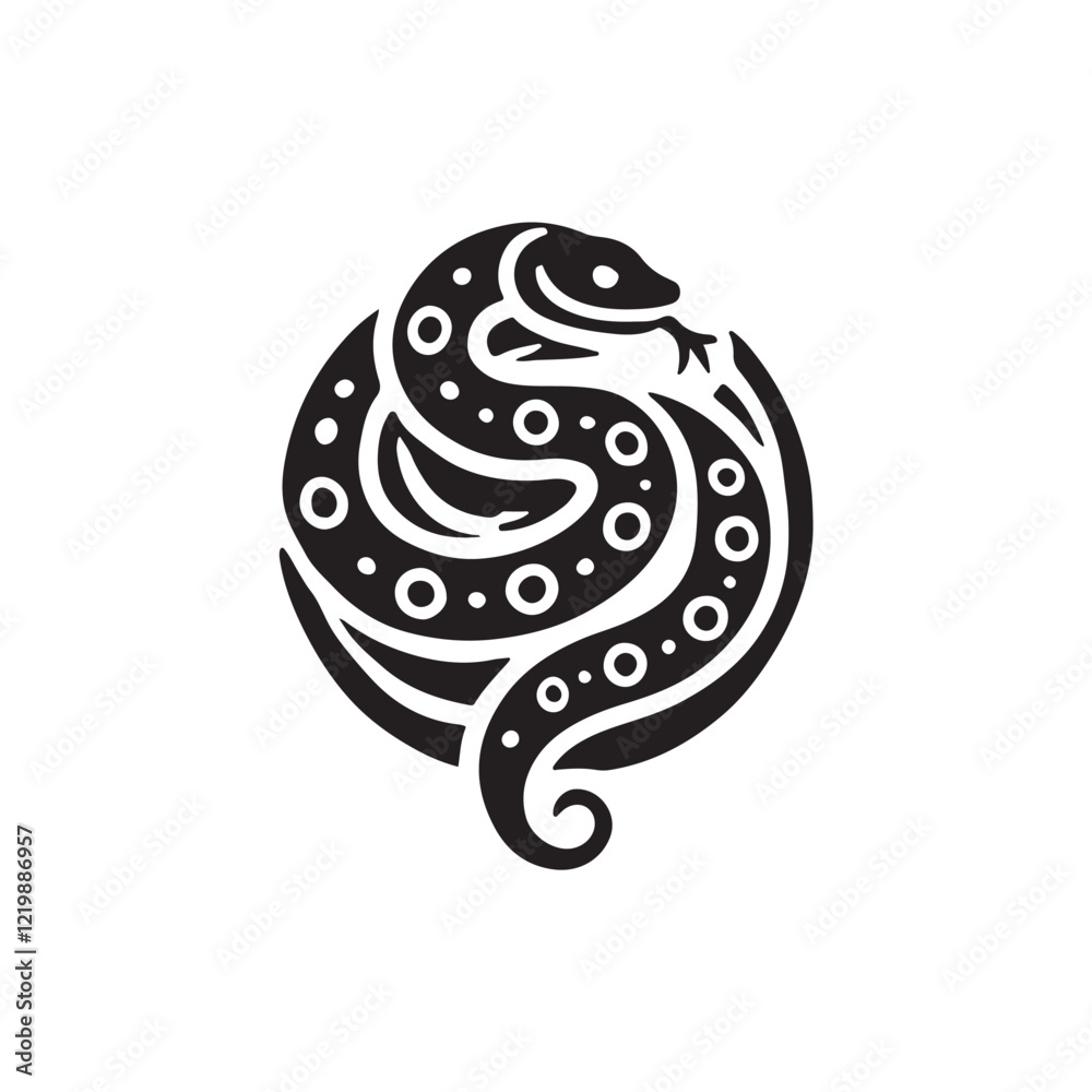 Fototapeta premium Black Color Snake silhouette design Vector Illustration, Solid White Background (6).eps