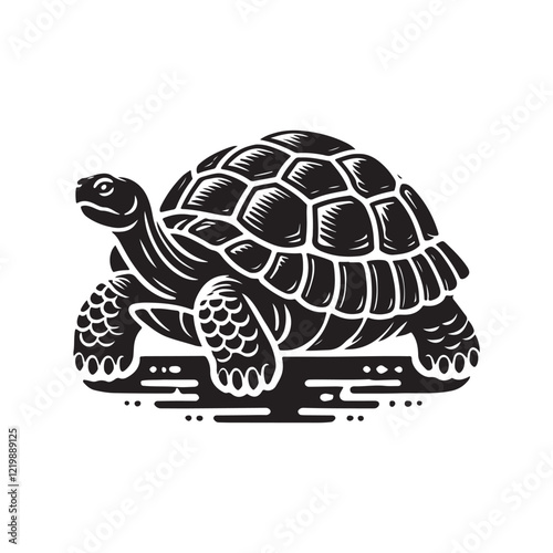 Black Color Tortoise silhouette design Vector Illustration, Solid White Background (2).eps