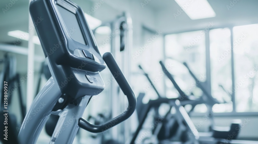Fototapeta premium Modern rehabilitation facility equipment in a bright, spacious clinic with patients using advanced tools for physical therapy. Innovative healthcare technology supporting recovery and wellness.