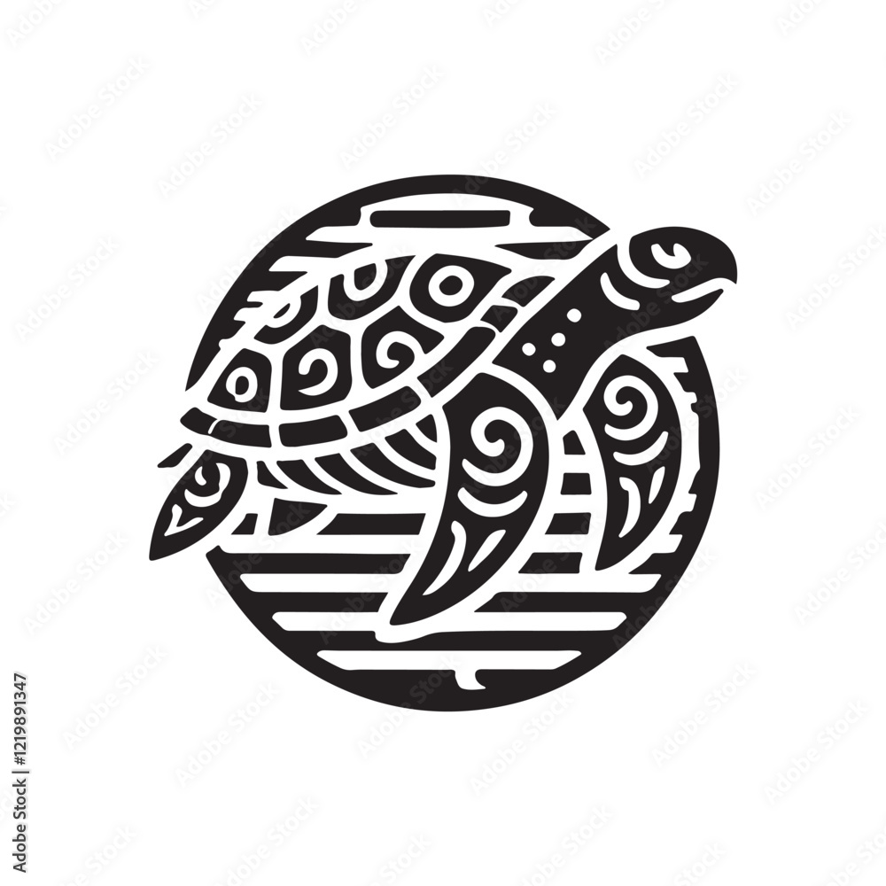 Fototapeta premium Black Color Turtle silhouette design Vector Illustration, Solid White Background (2).eps