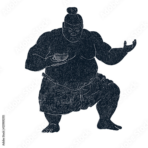 Sumo wrestler getting ready for the match on transparent background photo