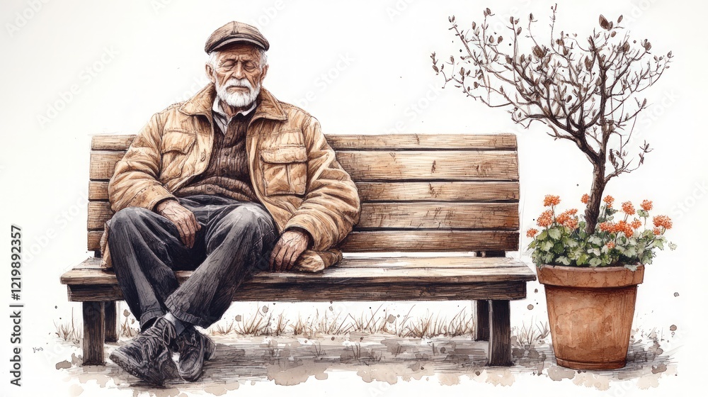 Fototapeta premium Here is a 10-word description of the image: Old man