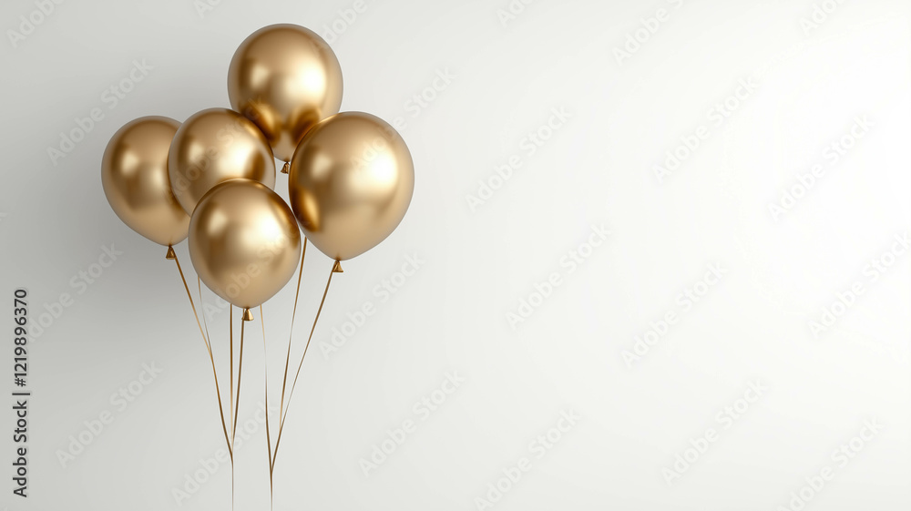 A shiny gold balloon floats against a white background. It's a simple, elegant image suitable for various occasions. 
