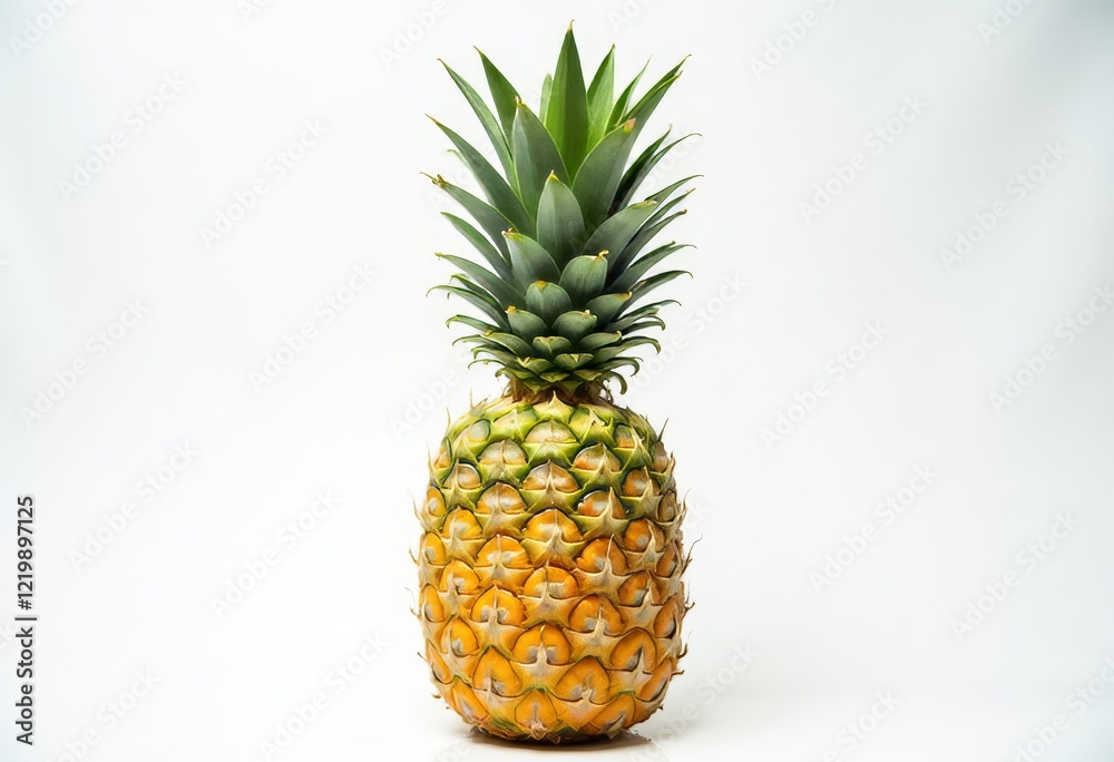 Pineapple with green top on white background Pineapple with green top on white background