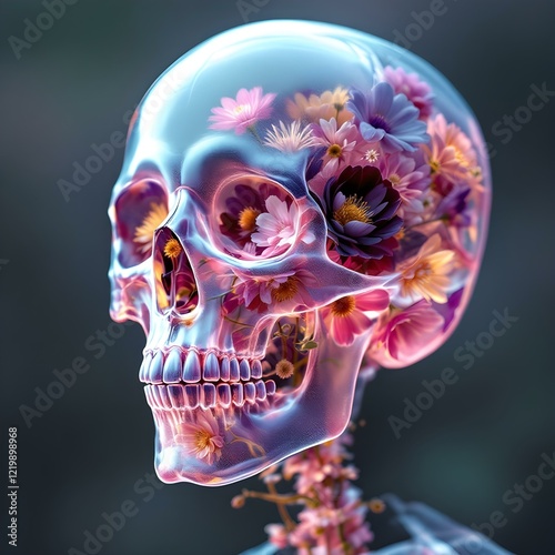 Floral Design Inside Translucent Skull.