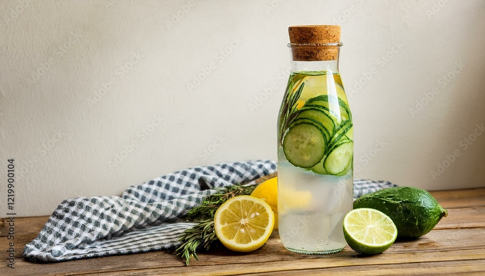 Refreshing cucumber, lemon, and rosemary infused water. Refreshing cucumber, lemon, and rosemary infused water.