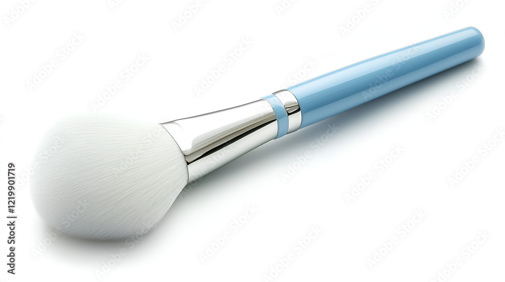 Powder brush with light blue handle and soft white bristles. Perfect for applying powder makeup. Powder brush with light blue handle and soft white bristles. Perfect for applying powder makeup.