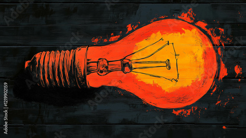 A warm, glowing light bulb on a dark wooden background. The image evokes feelings of innovation, ideas, and inspiration.