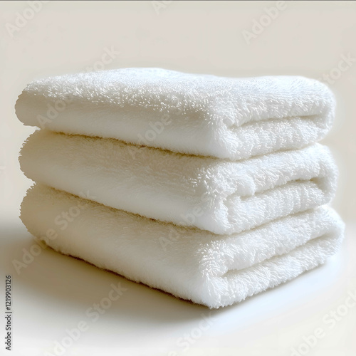 a stack of white mohair towels on a transparent background photo