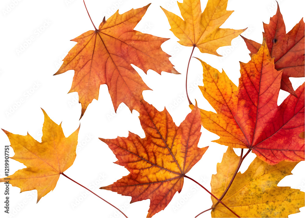 Autumn leaves falling from top to bottom on transparent background. Autumn background for you design Autumn leaves falling from top to bottom on transparent background. Autumn background for you design