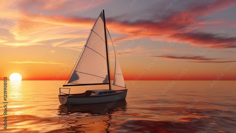 Fototapeta premium sailboat at sunset