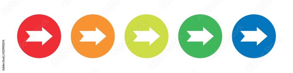 Arrow icon. Circle and arrow. Colorful arrow symbols. Flat design vector illustartion. Arrow icon. Circle and arrow. Colorful arrow symbols. Flat design vector illustartion.